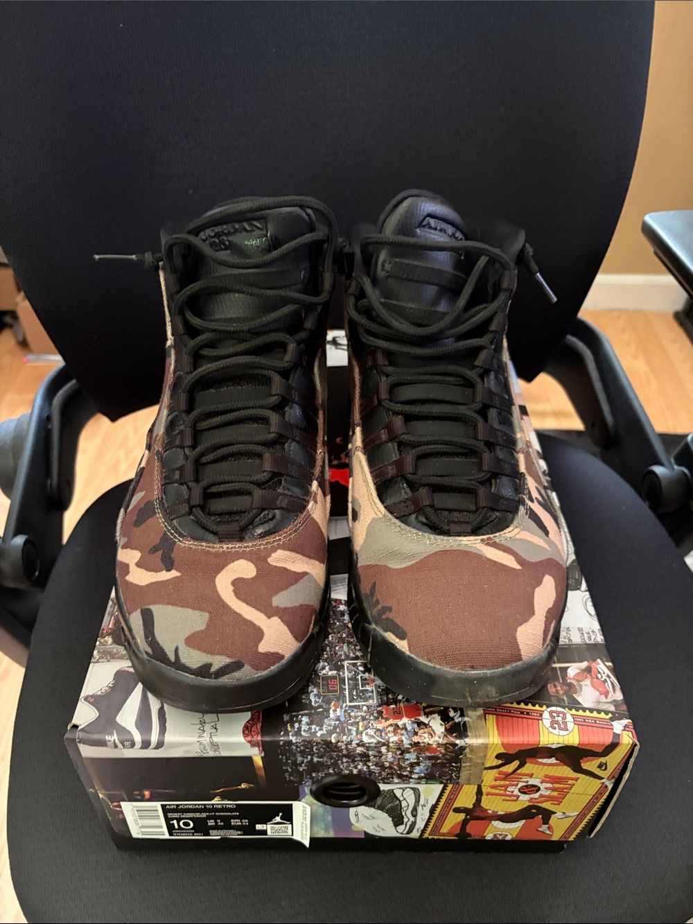 Jordan Men’s Camouflage retro 10 High-Top Sneakers - Black/Brown/Olive